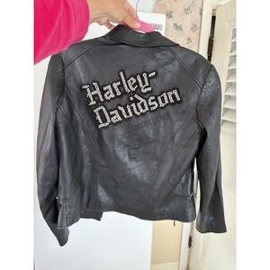 Rhinestone Detailed Women's Harley Davidson Jacket Medium